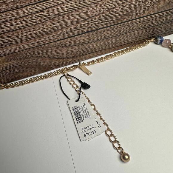 White House Black Market Semi Precious Beaded Tassel Y Drop Necklace NWT $70 - Picture 5 of 10